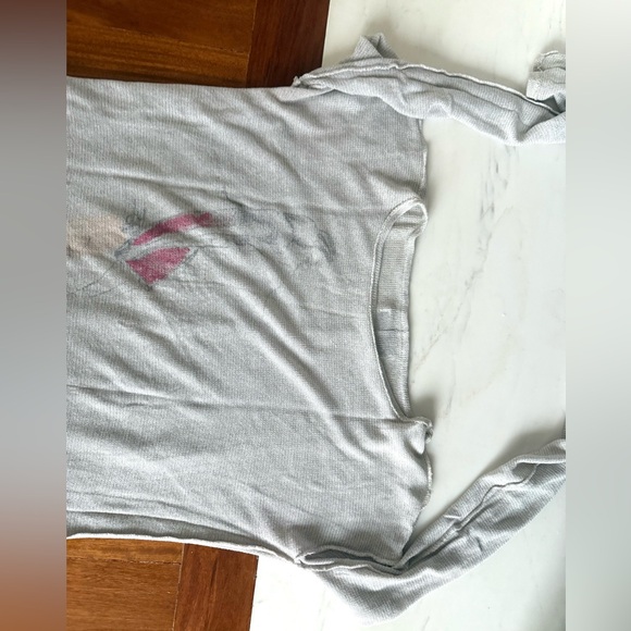 Abercrombie & Fitch Women Top Shirt Heather Gray Artistic Long Sleeve Tee Size L - Picture 9 of 16